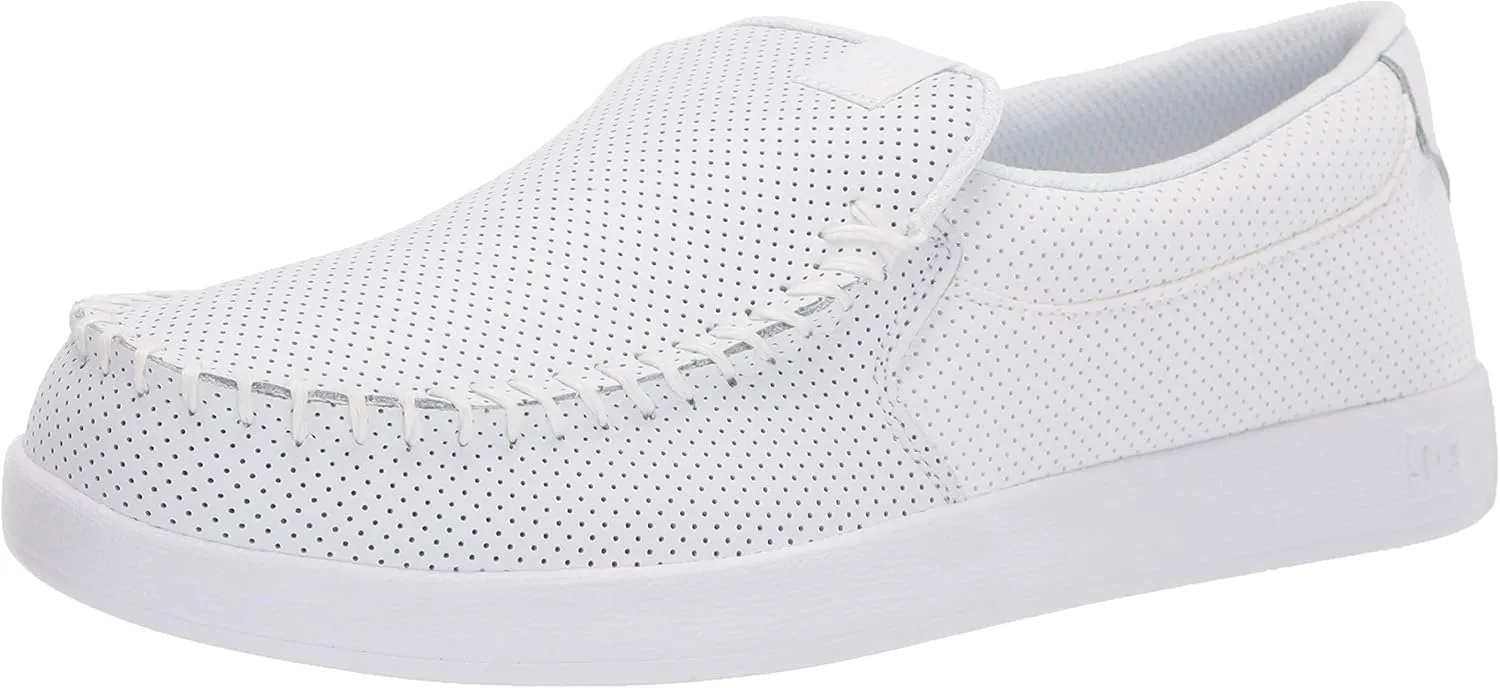 DC Men's Villain 2 Casual Slip On Skate Shoe Slipper, White, 7
