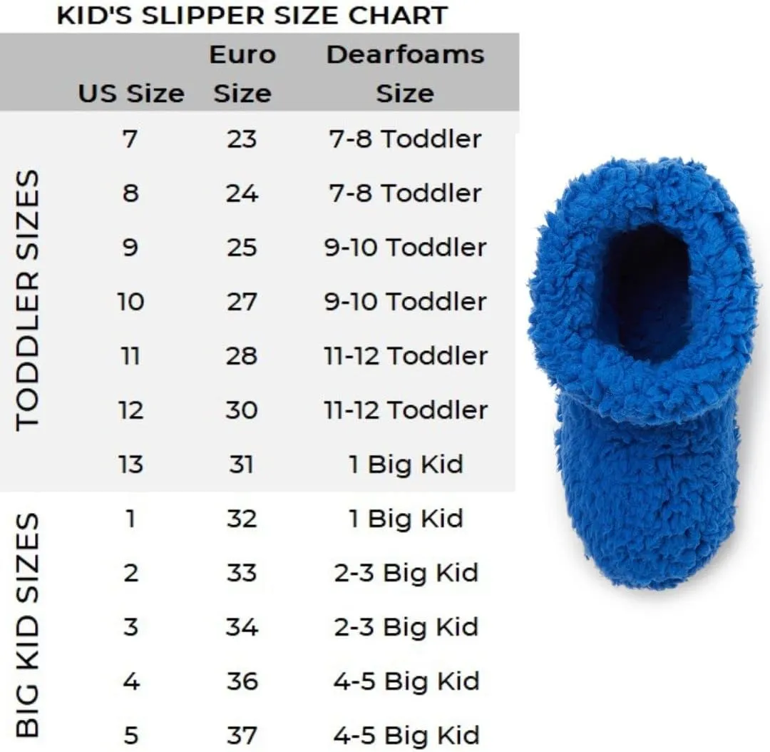 Dearfoams Kids' Tate Washable Fuzzy Bootie Slipper