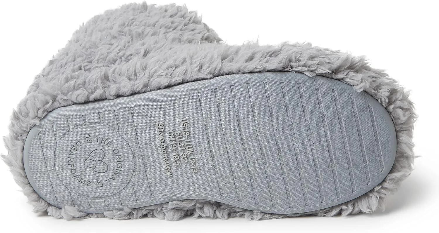 Dearfoams Kids' Tate Washable Fuzzy Bootie Slipper