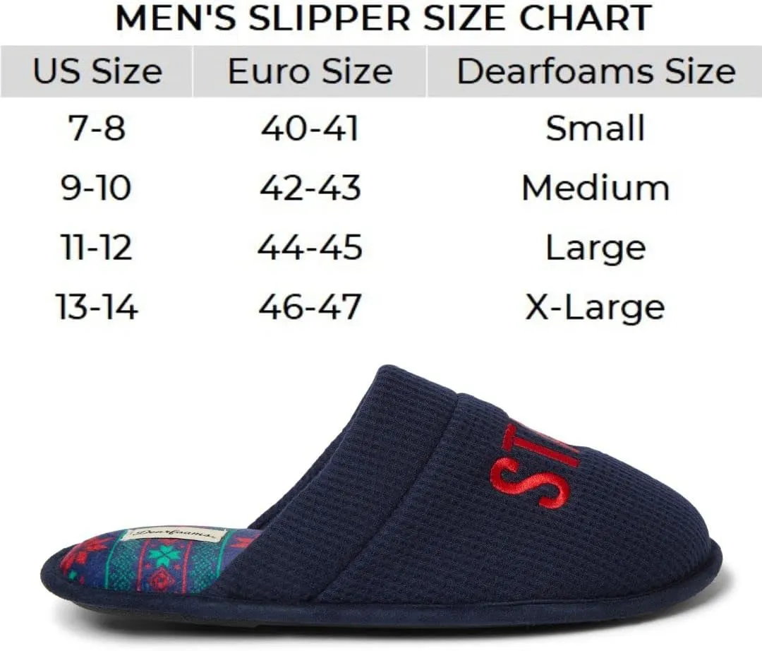 Dearfoams Men's Funny Ugly Christmas Sweater Holiday Scuff Slipper