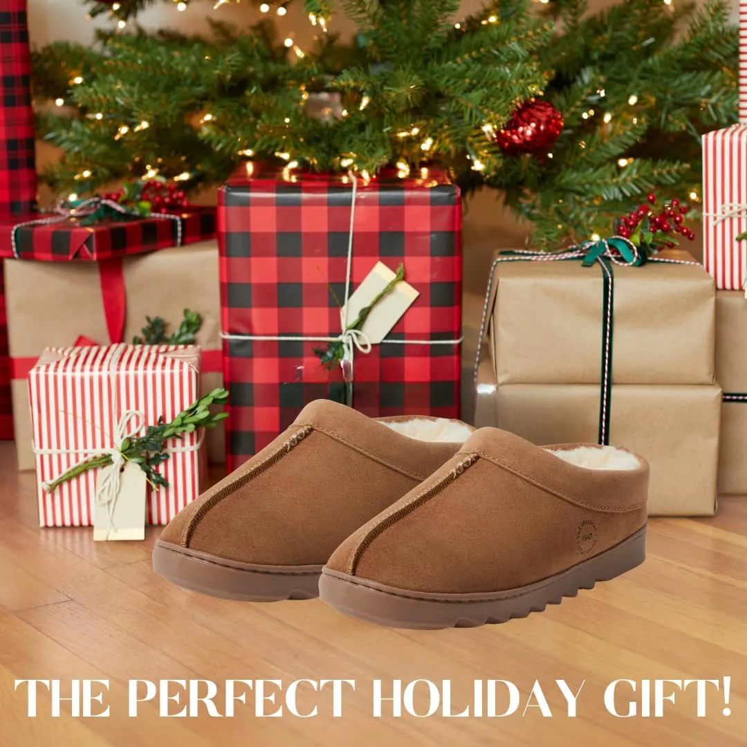 Dearfoams Men's Suede Indoor Outdoor Breathable Memory Foam House Dean Clog Slippers