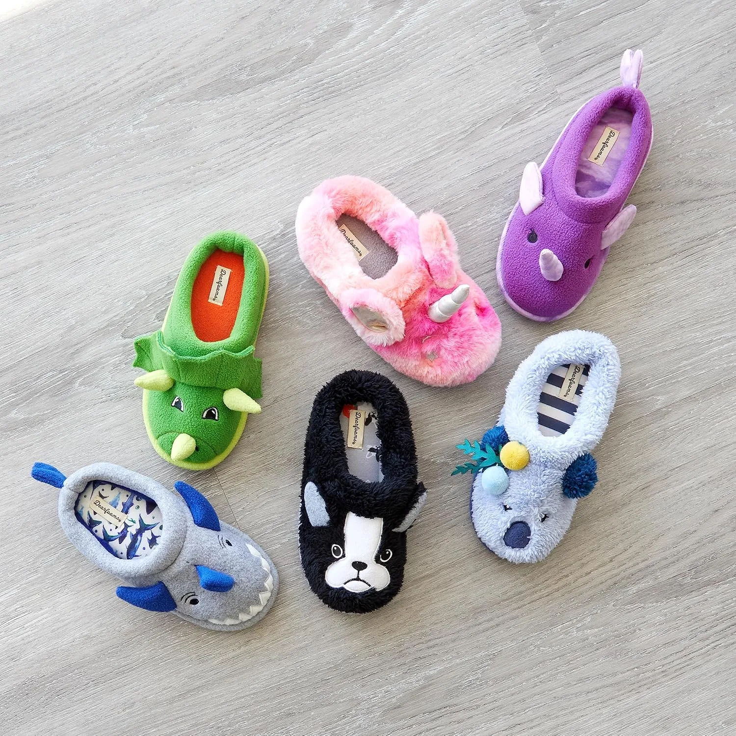 Dearfoams Toddler & Kids' Cute Shark, Cow, Unicorn, Dog, Dinosaur and Animal Critter Slippers