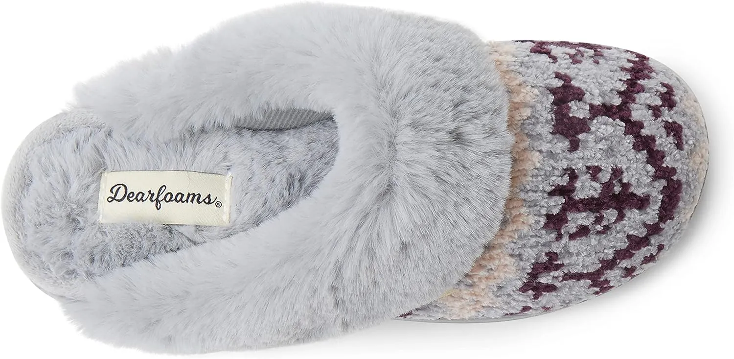 Dearfoams Women's Allison Chenille Fairisle Scuff Slipper