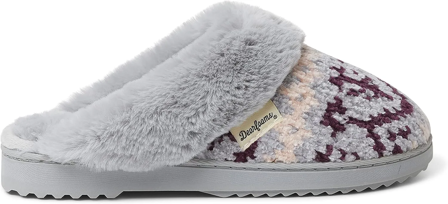 Dearfoams Women's Allison Chenille Fairisle Scuff Slipper