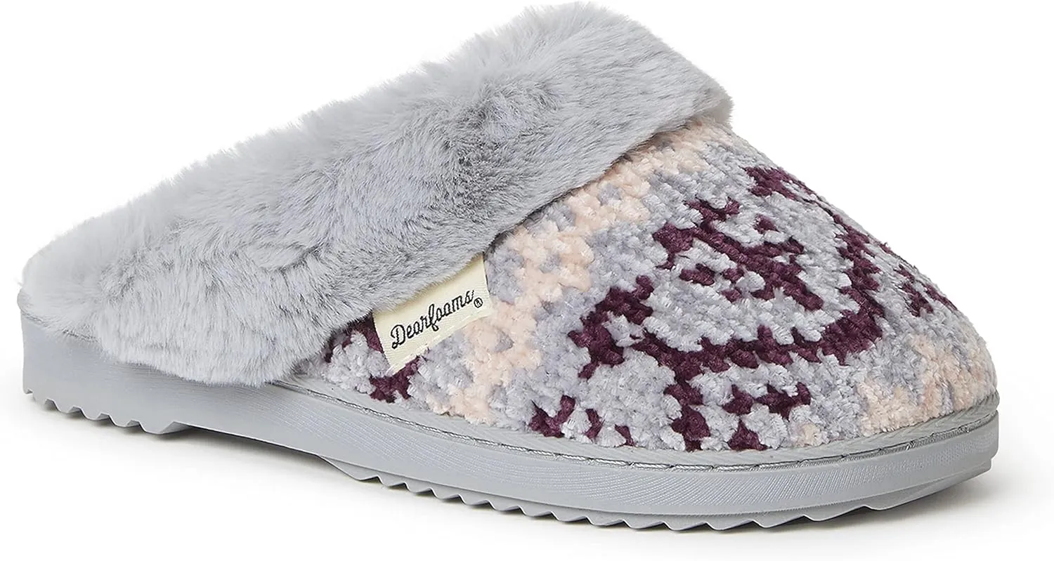 Dearfoams Women's Allison Chenille Fairisle Scuff Slipper