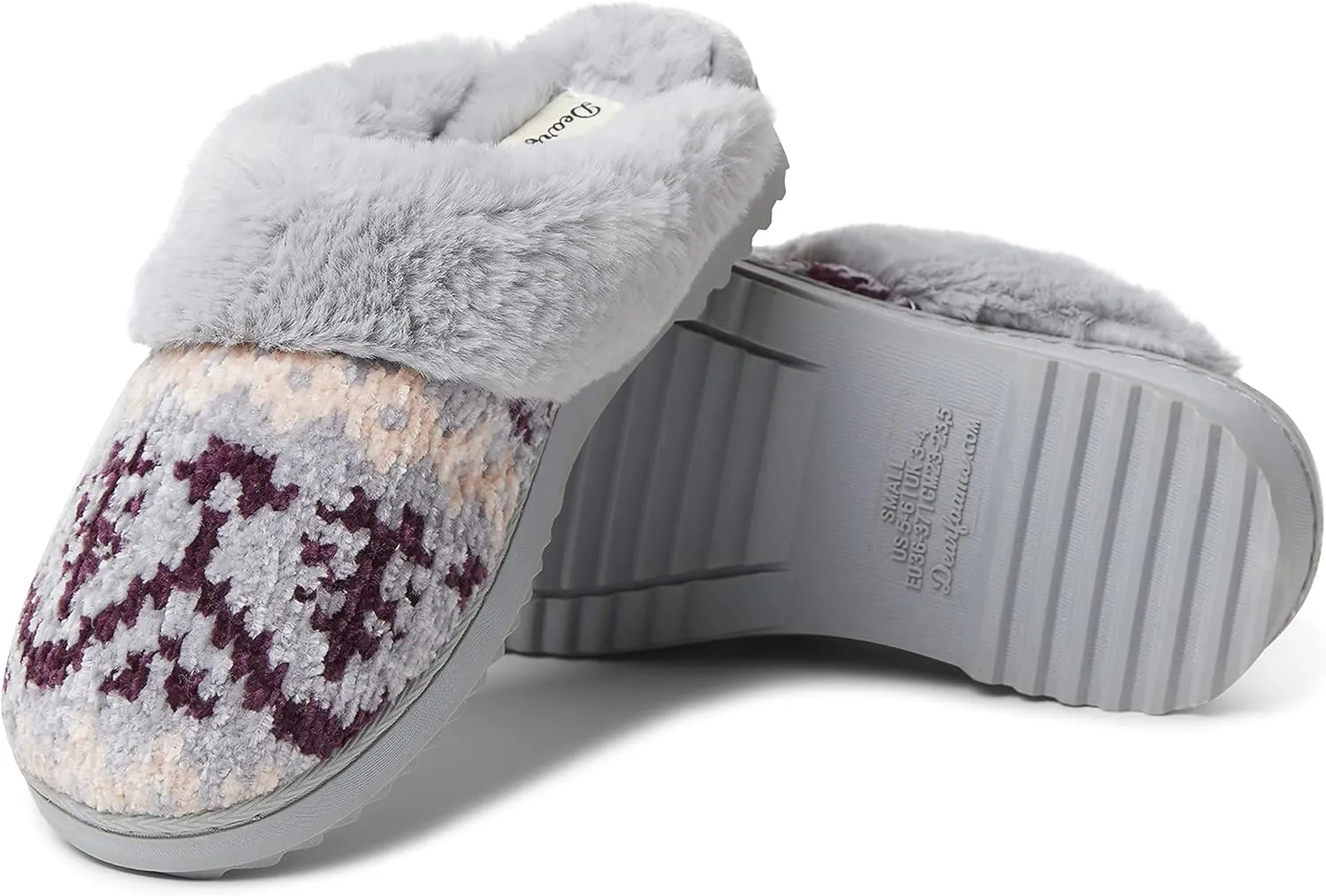 Dearfoams Women's Allison Chenille Fairisle Scuff Slipper