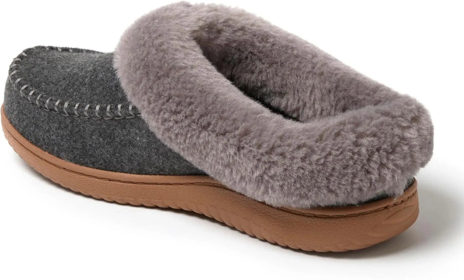 Dearfoams Women's Atley Indoor/Outdoor Fuzzy Memory Foam Clog Slipper
