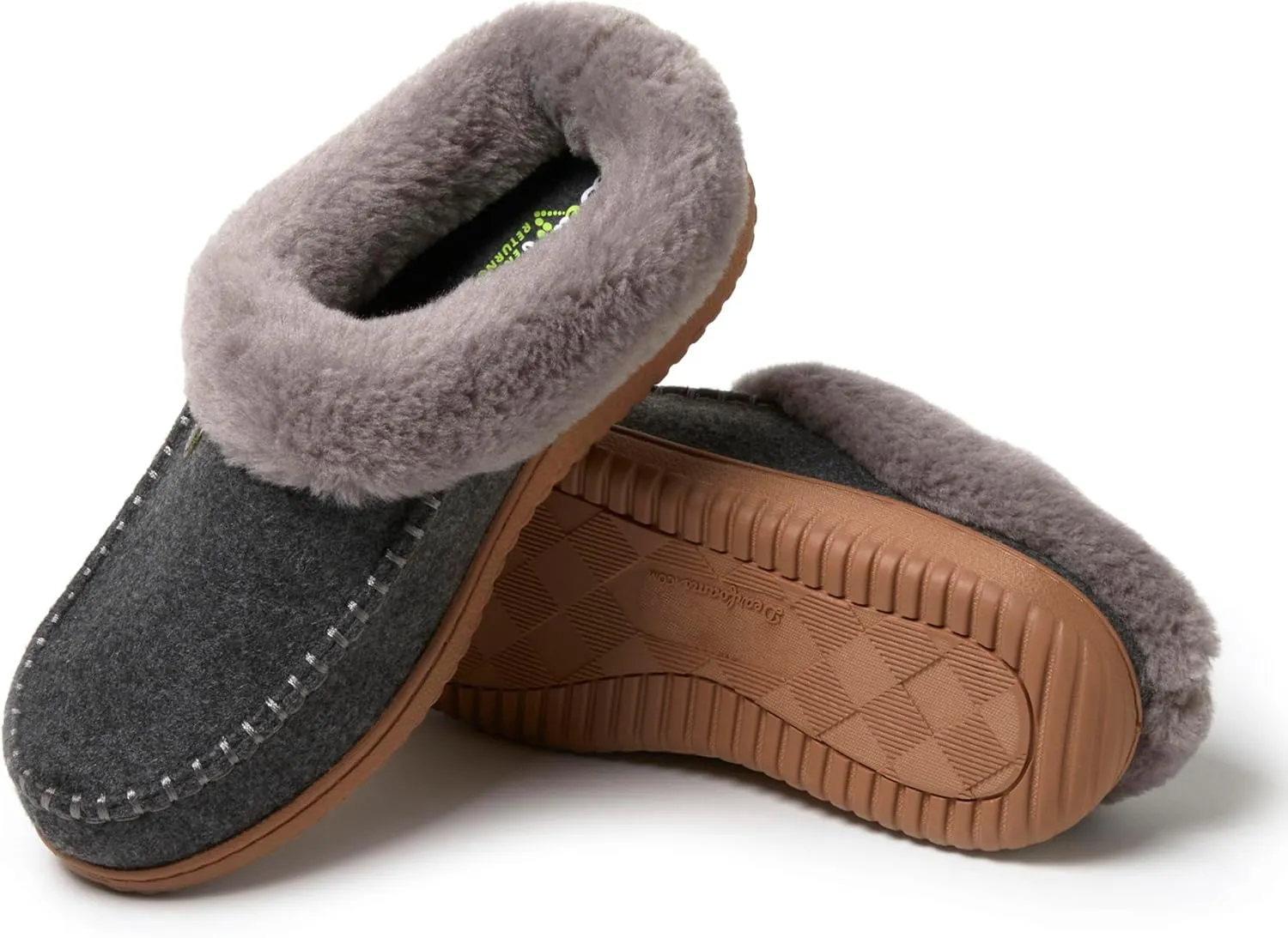 Dearfoams Women's Atley Indoor/Outdoor Fuzzy Memory Foam Clog Slipper