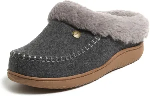 Dearfoams Women's Atley Indoor/Outdoor Fuzzy Memory Foam Clog Slipper