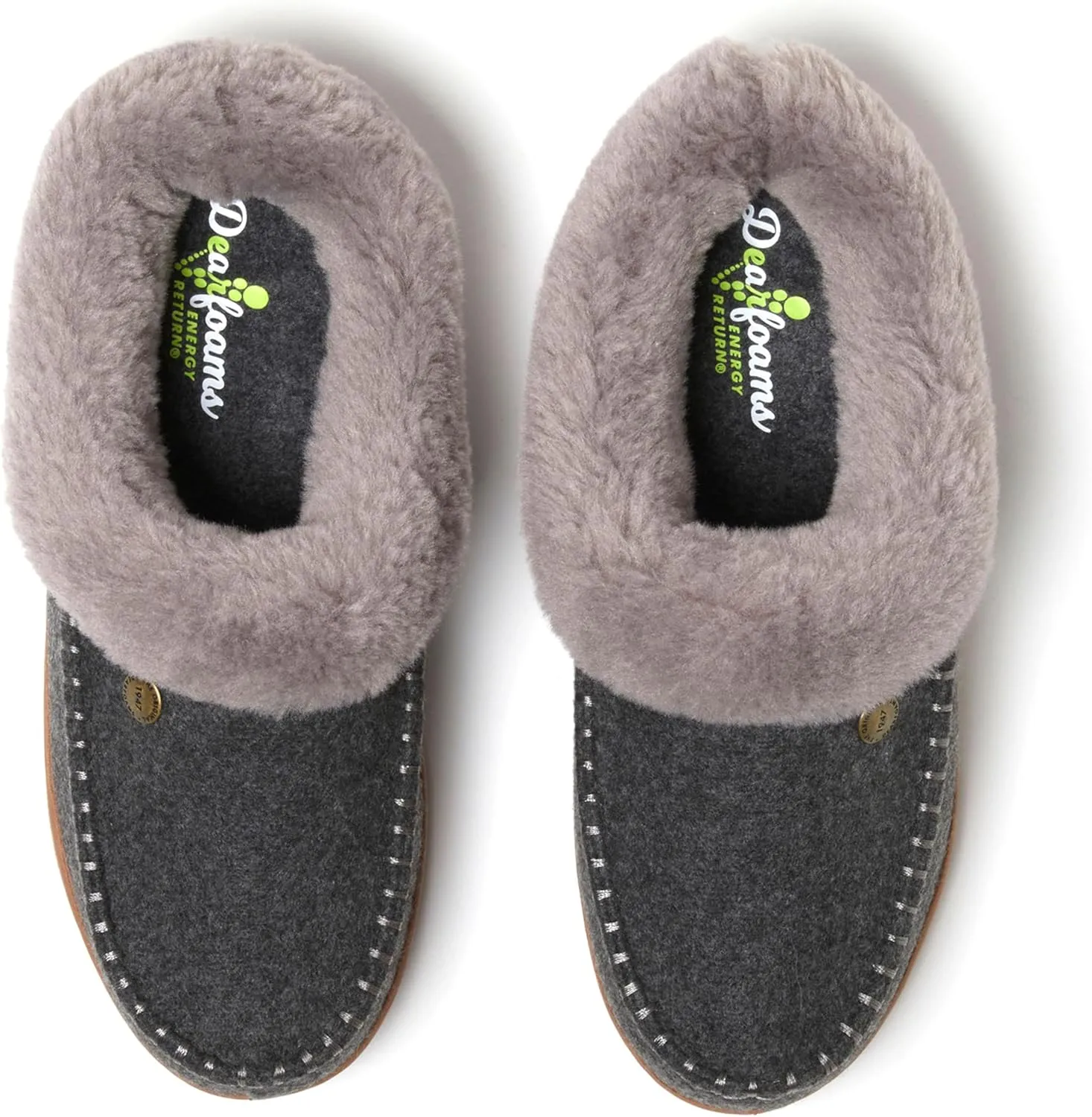 Dearfoams Women's Atley Indoor/Outdoor Fuzzy Memory Foam Clog Slipper