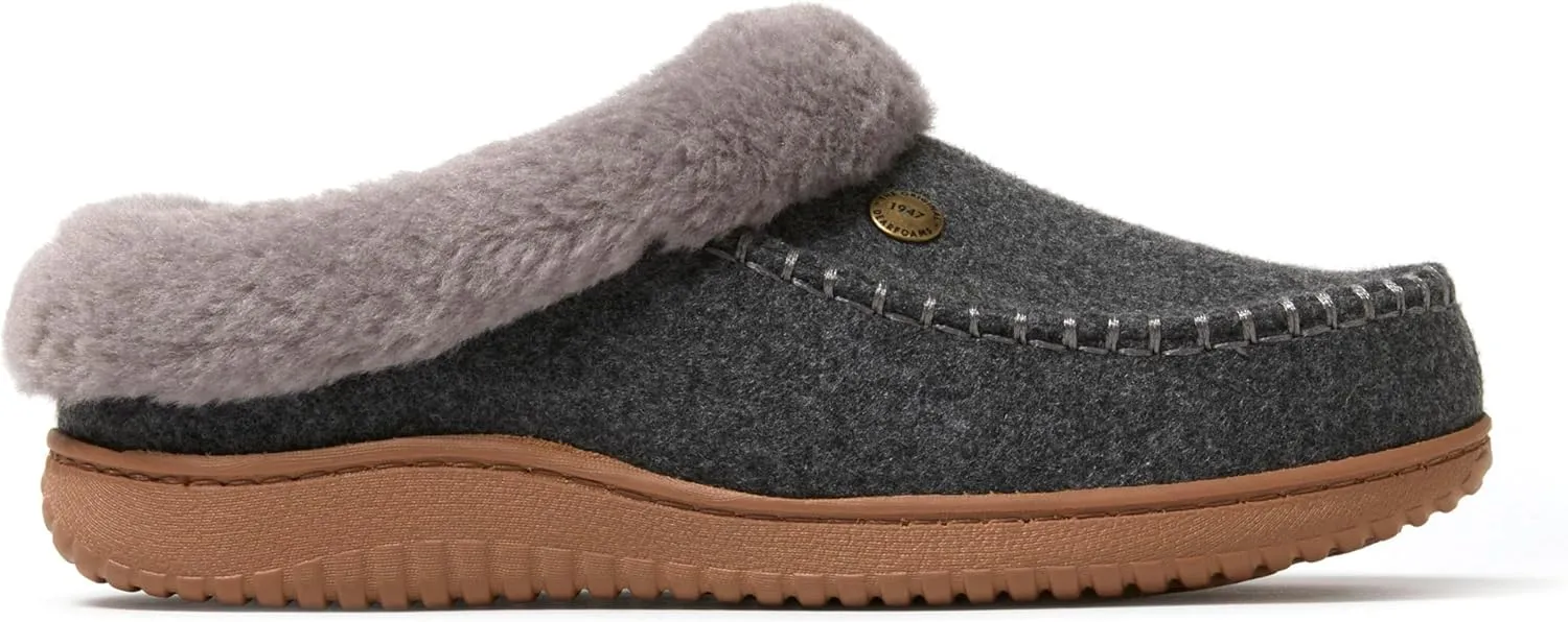 Dearfoams Women's Atley Indoor/Outdoor Fuzzy Memory Foam Clog Slipper