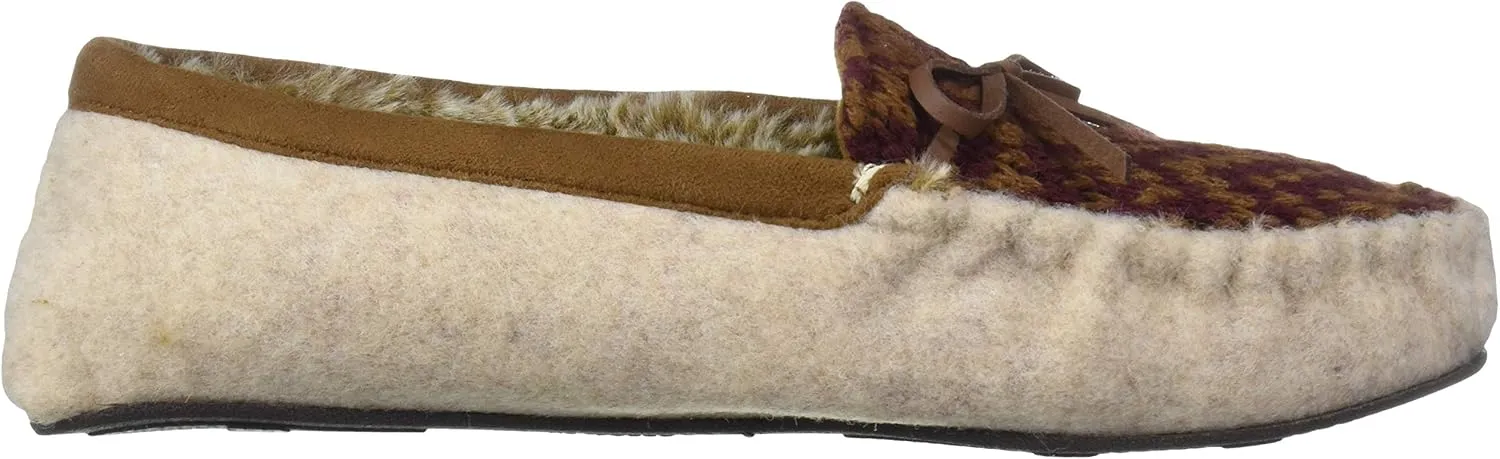 Dearfoams Women's Felted Microwool and Fairisle Knit Moccasin Slipper