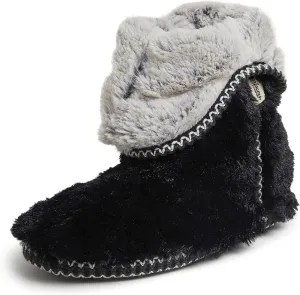 Dearfoams Women's Fuzzy Memory Foam Beth Bedroom Bootie Slipper Sock with Grippers