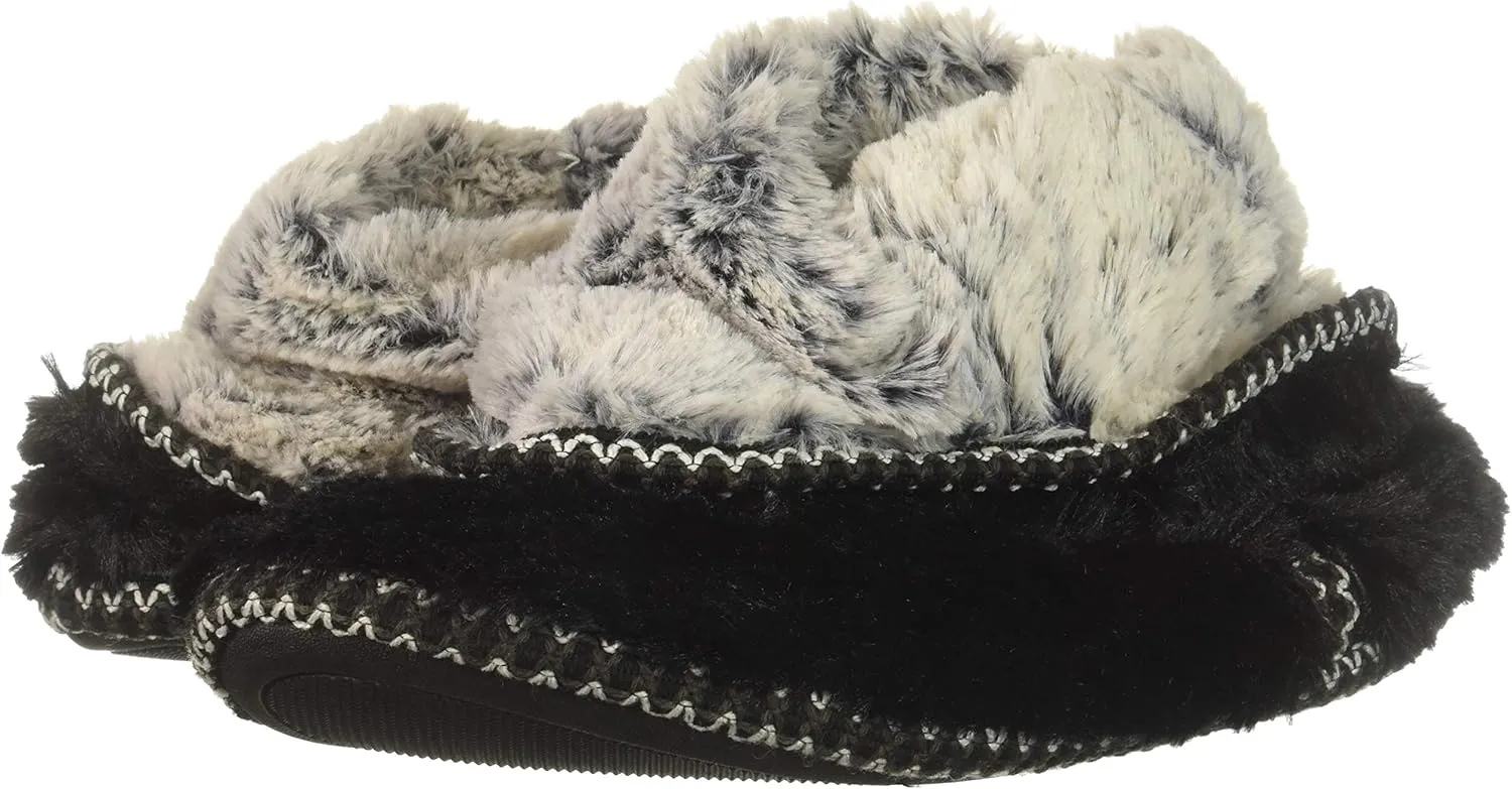 Dearfoams Women's Fuzzy Memory Foam Beth Bedroom Bootie Slipper Sock with Grippers