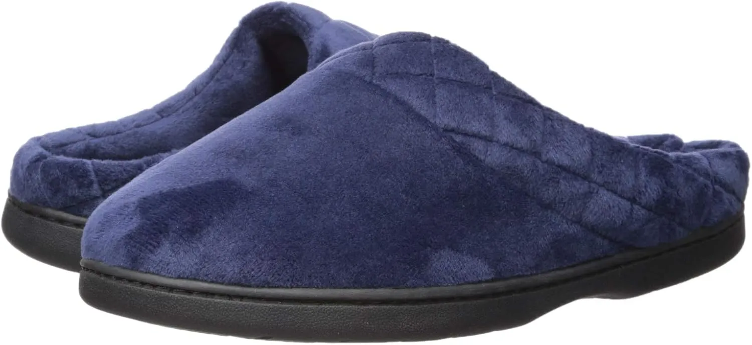 Dearfoams Women's Memory Foam Indoor Outdoor Darcy Velour Clog House Slipper with Wide Widths
