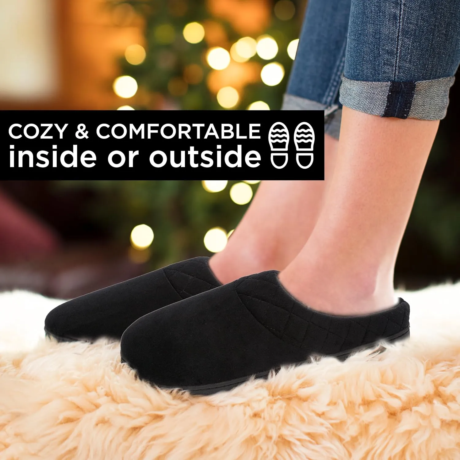 Dearfoams Women's Memory Foam Indoor Outdoor Darcy Velour Clog House Slipper with Wide Widths