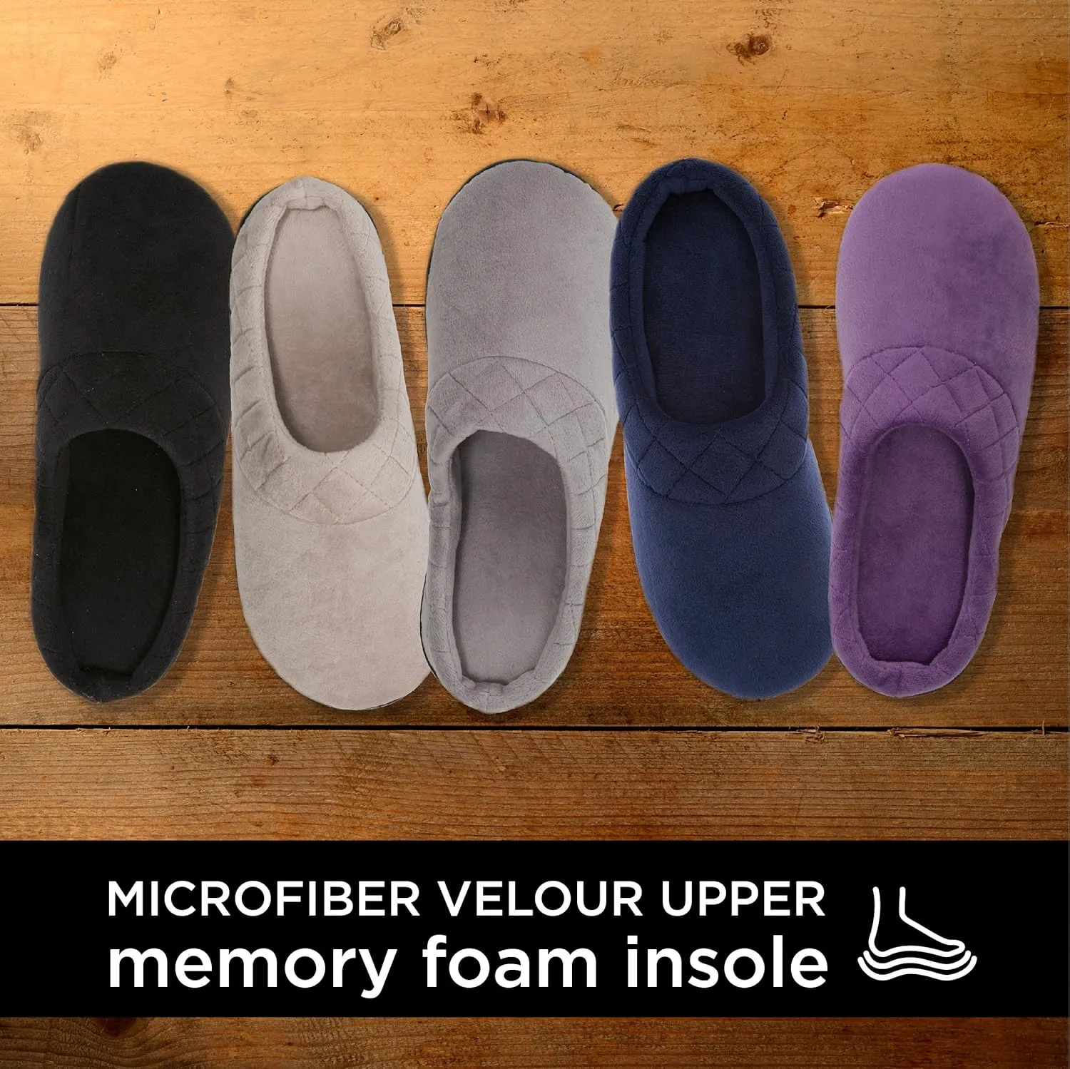 Dearfoams Women's Memory Foam Indoor Outdoor Darcy Velour Clog House Slipper with Wide Widths