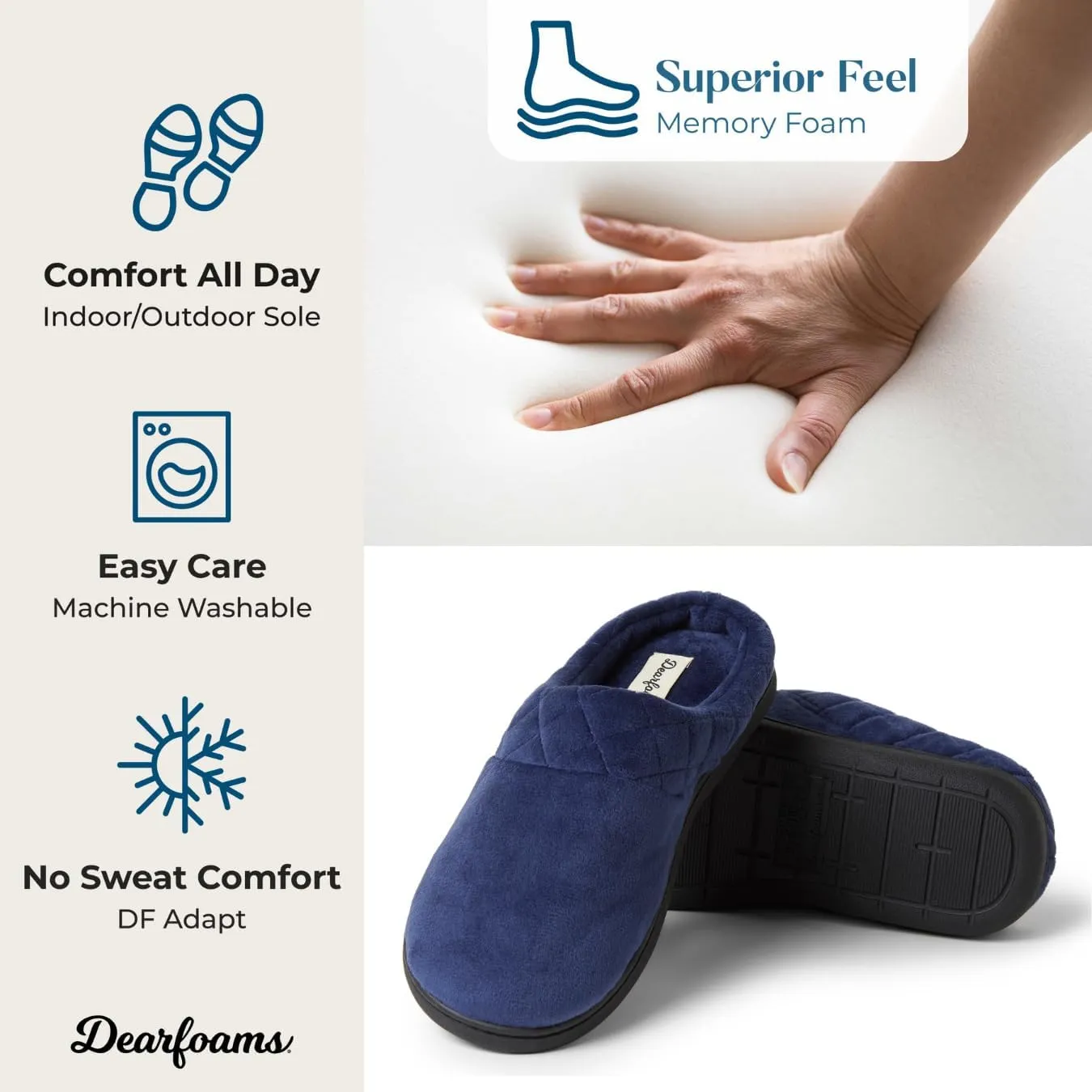 Dearfoams Women's Memory Foam Indoor Outdoor Darcy Velour Clog House Slipper with Wide Widths