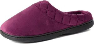 Dearfoams Women's Memory Foam Indoor Outdoor Darcy Velour Clog House Slipper with Wide Widths