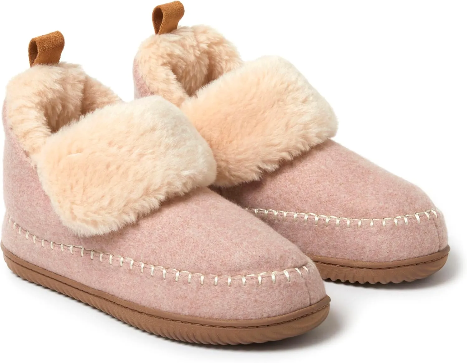 Dearfoams Women's Moritz Indoor/Outdoor Cozy Bootie Camping Furry Slipper