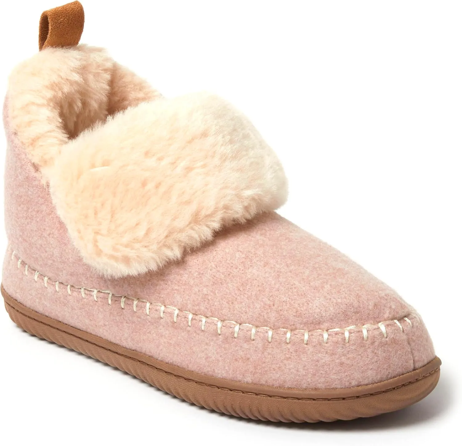 Dearfoams Women's Moritz Indoor/Outdoor Cozy Bootie Camping Furry Slipper