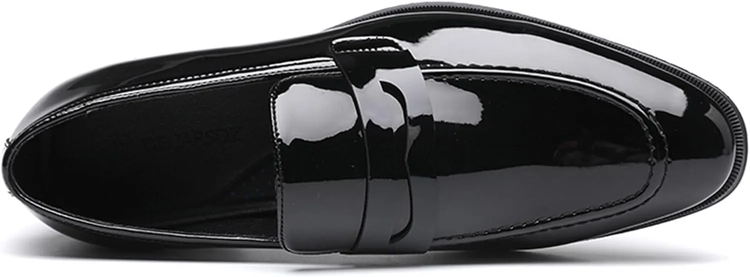 DECARSDZ Mens Slip-On Penny Loafer Casual Dress Shoes Black Wedding Formal Work Pointed Toe Men Tuxedo Shoes