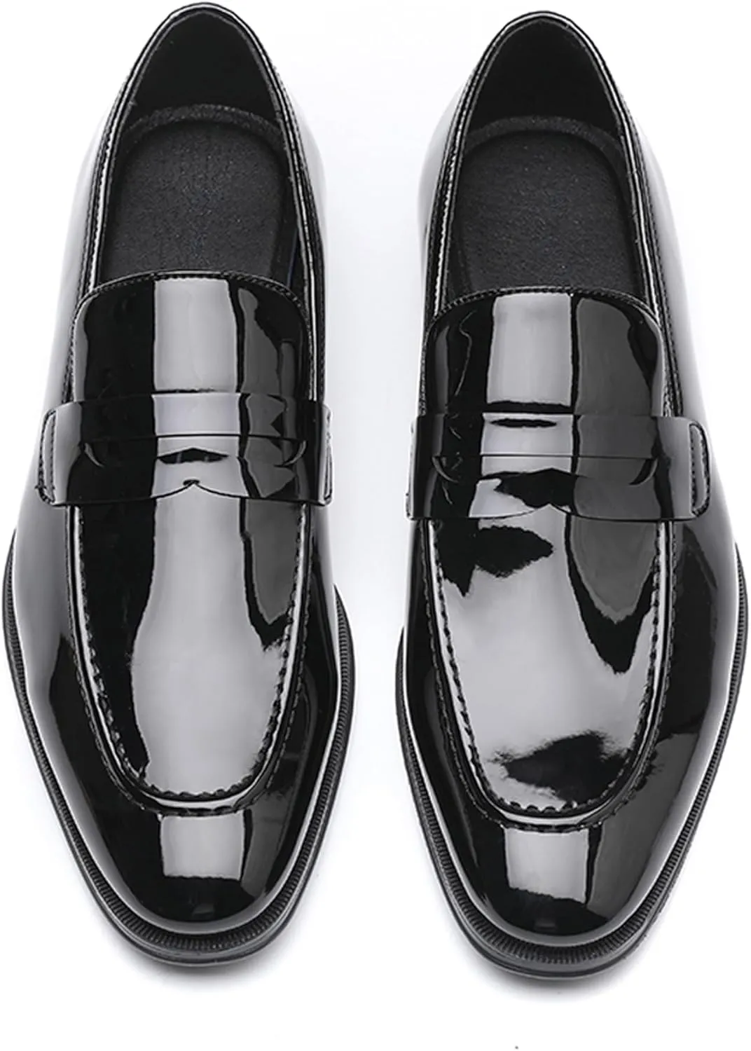 DECARSDZ Mens Slip-On Penny Loafer Casual Dress Shoes Black Wedding Formal Work Pointed Toe Men Tuxedo Shoes