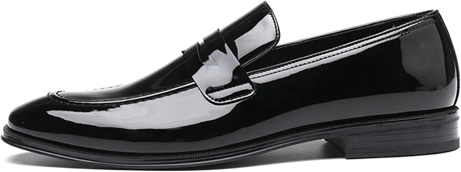 DECARSDZ Mens Slip-On Penny Loafer Casual Dress Shoes Black Wedding Formal Work Pointed Toe Men Tuxedo Shoes