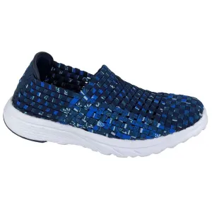 DEK Women's Elasticated Criss Cross Weave Trainer Blue