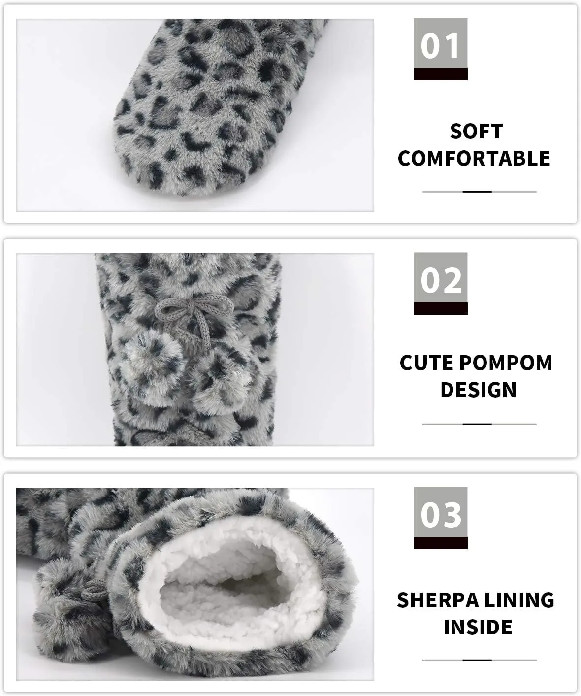 DICUIRD Slipper Socks with Grippers for Women,Winter Cozy&Comfy Boot Slippers for Women