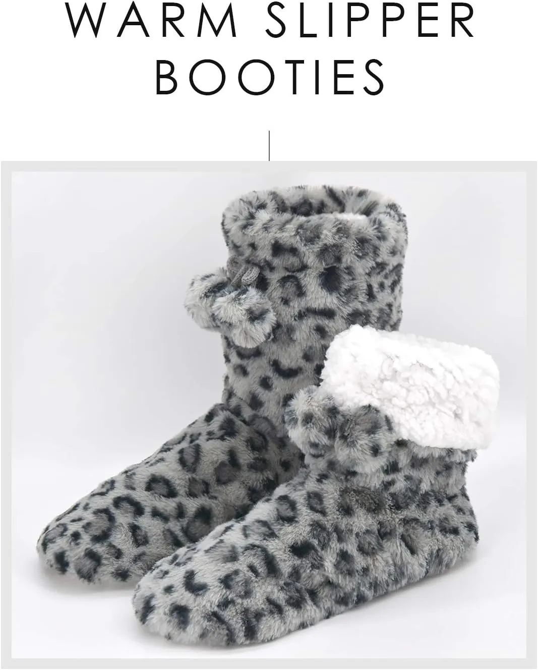 DICUIRD Slipper Socks with Grippers for Women,Winter Cozy&Comfy Boot Slippers for Women
