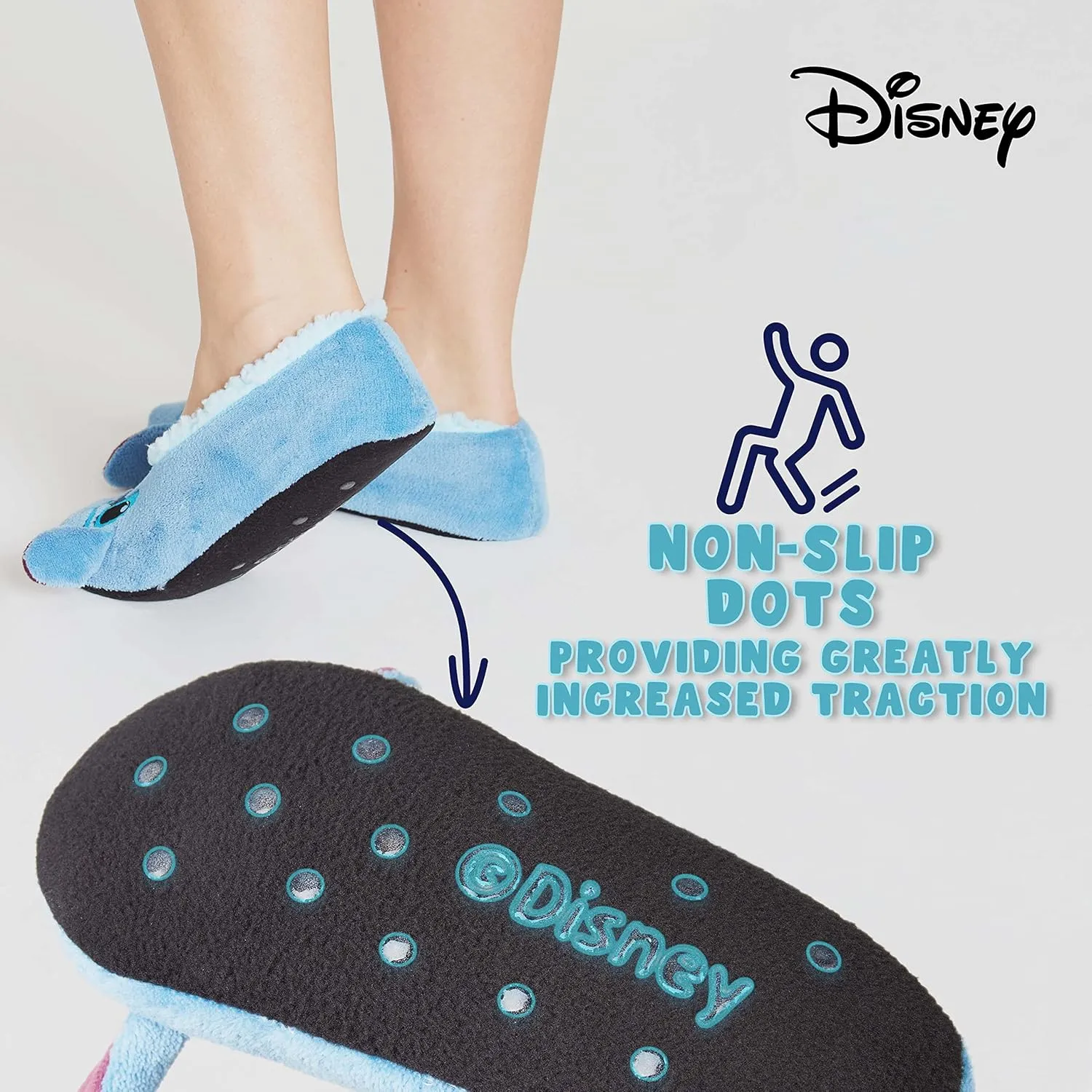 Disney Official Fuzzy Slippers, Collection, Cozy Slippers with Fleece Lining, Stitch Slippers, Non Slip Slippers, Gift Fans