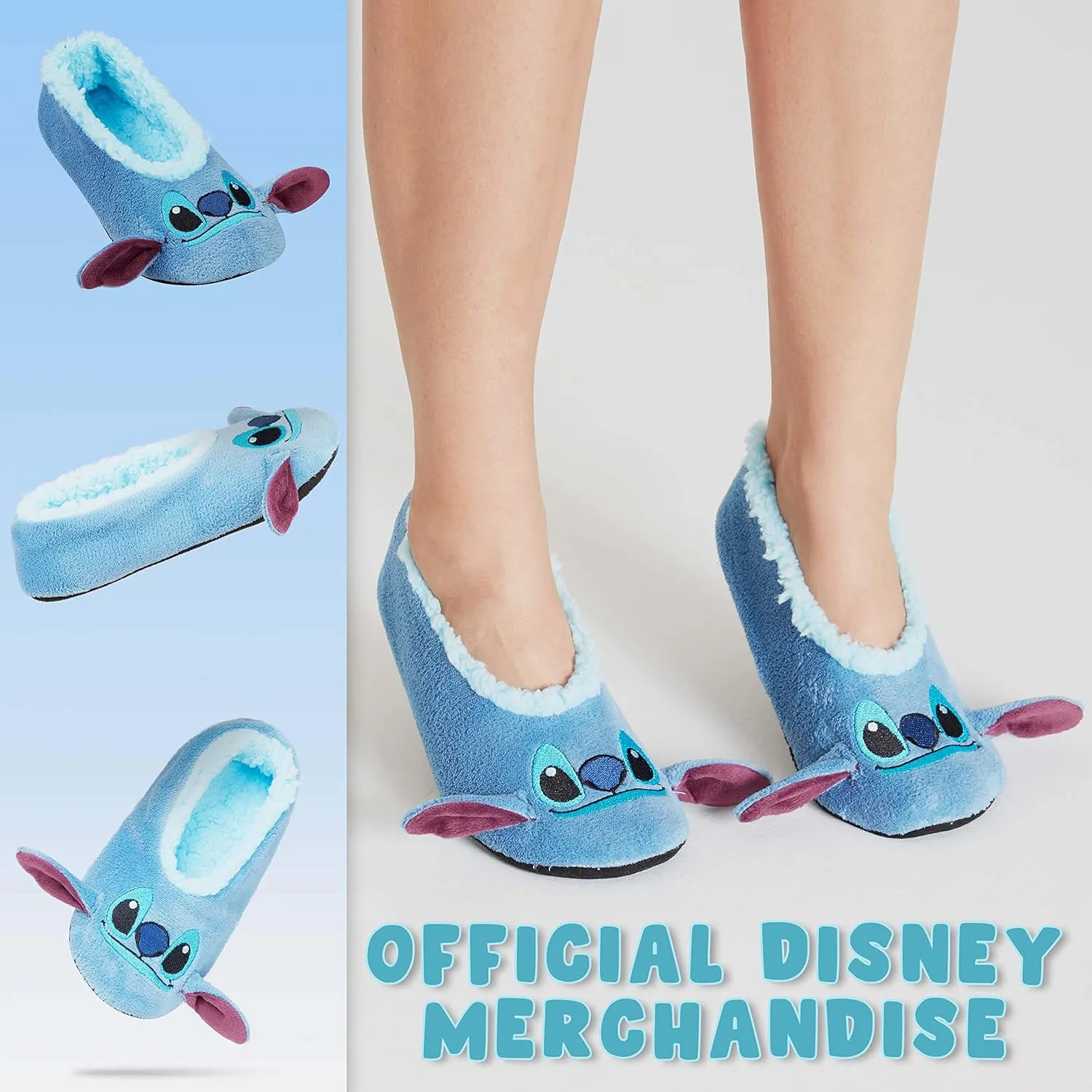 Disney Official Fuzzy Slippers, Collection, Cozy Slippers with Fleece Lining, Stitch Slippers, Non Slip Slippers, Gift Fans