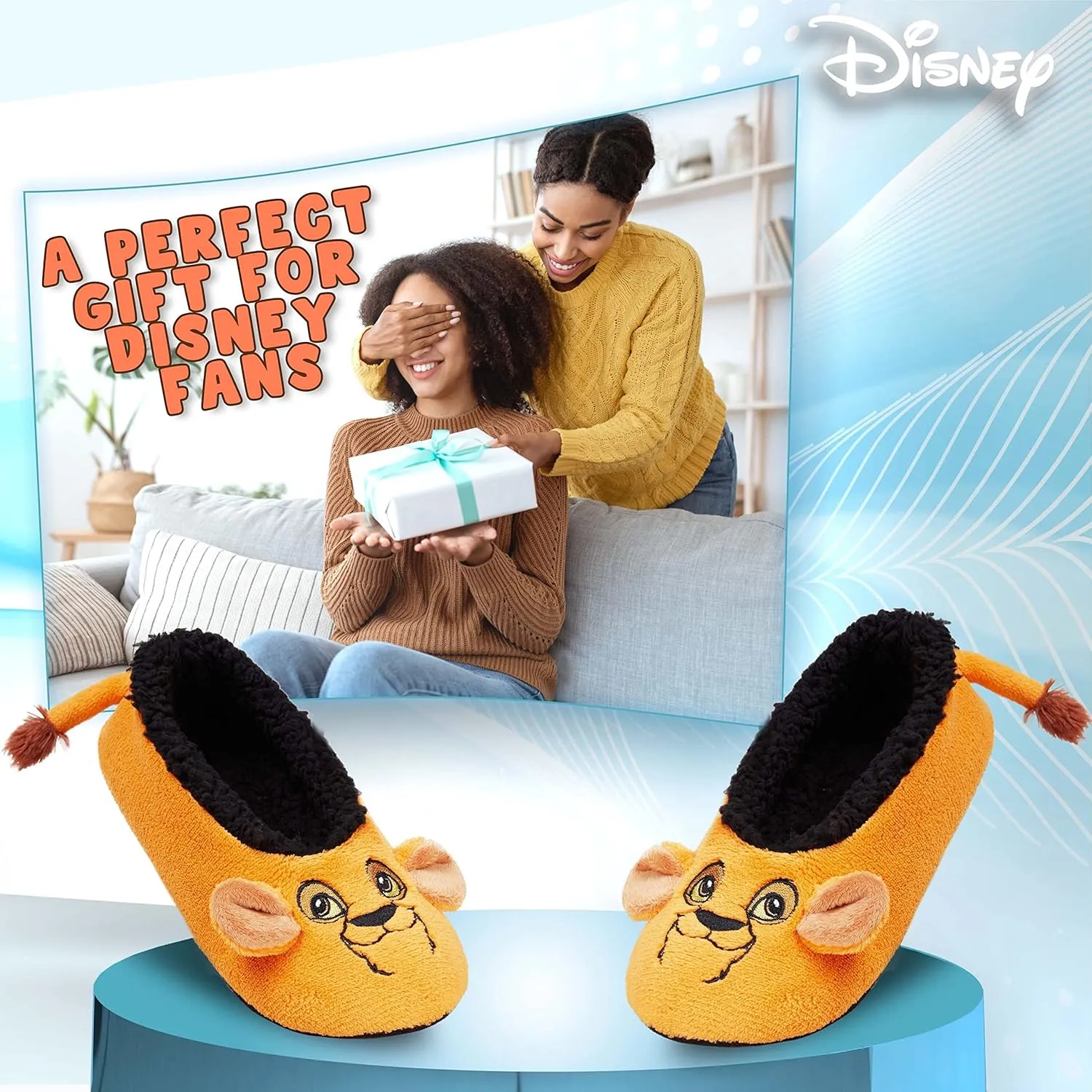 Disney Official Fuzzy Slippers, Collection, Cozy Slippers with Fleece Lining, Stitch Slippers, Non Slip Slippers, Gift Fans
