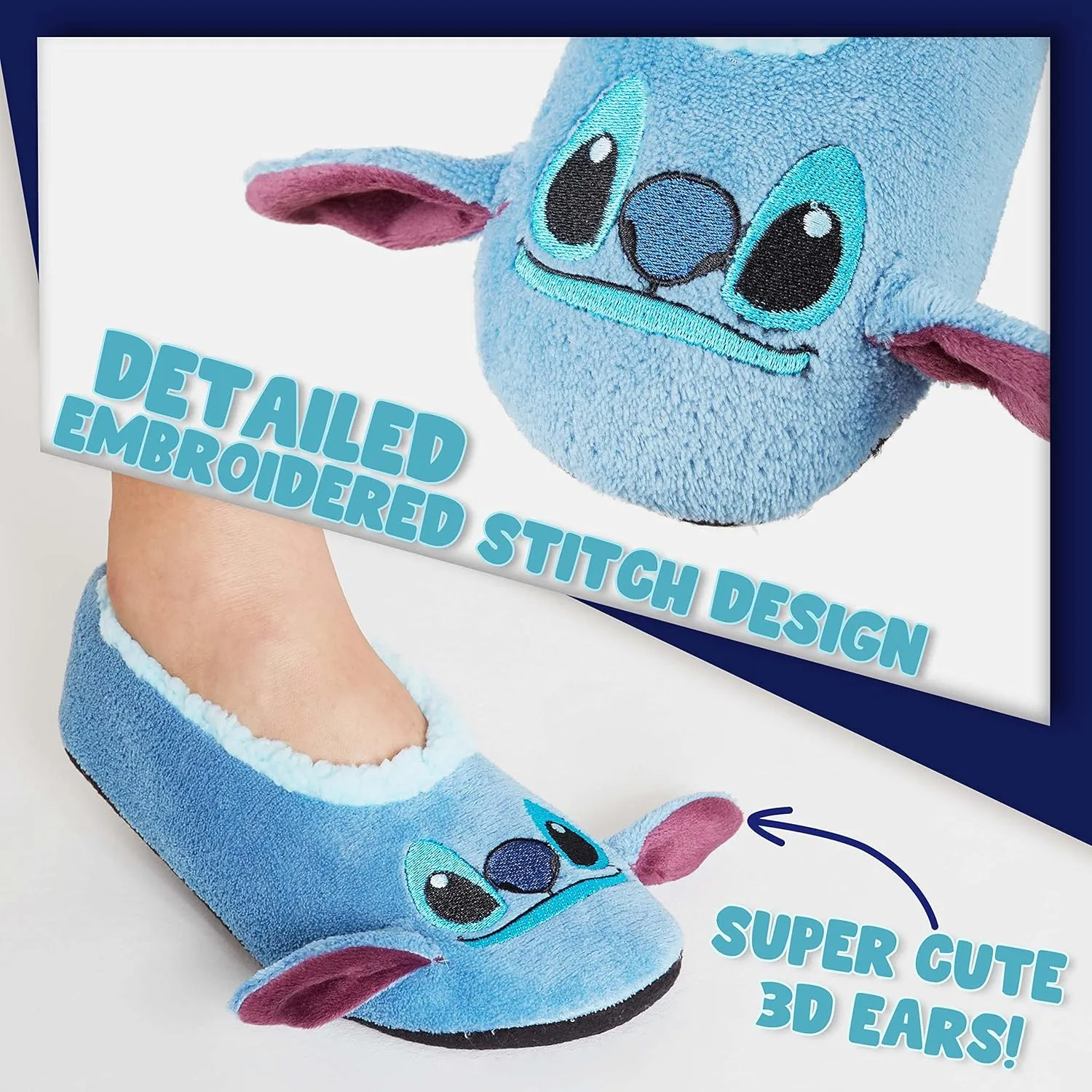 Disney Official Fuzzy Slippers, Collection, Cozy Slippers with Fleece Lining, Stitch Slippers, Non Slip Slippers, Gift Fans