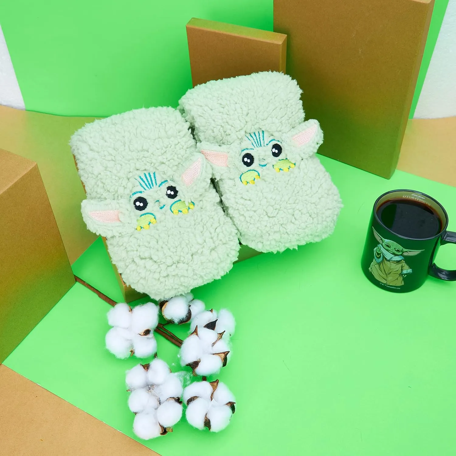 Disney Stitch Fluffy Socks Women Super Soft Fleece Slipper Socks Minnie Mouse Baby Yoda Grip Socks Stitch Gifts