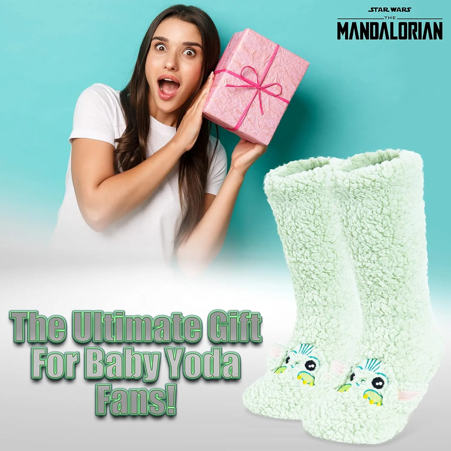 Disney Stitch Fluffy Socks Women Super Soft Fleece Slipper Socks Minnie Mouse Baby Yoda Grip Socks Stitch Gifts