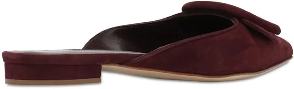 Divanne Mules for Women, Buckle Flat Mules Pointed Toe Backless Mule Slides Suede Slip On Loafers
