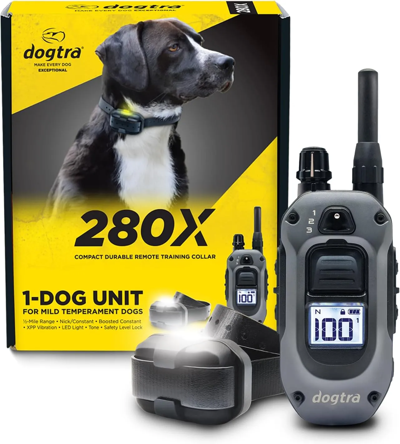 Dogtra 280X 1/2-Mile Range Training 1-Dog E-Collar System with LED Locate Light