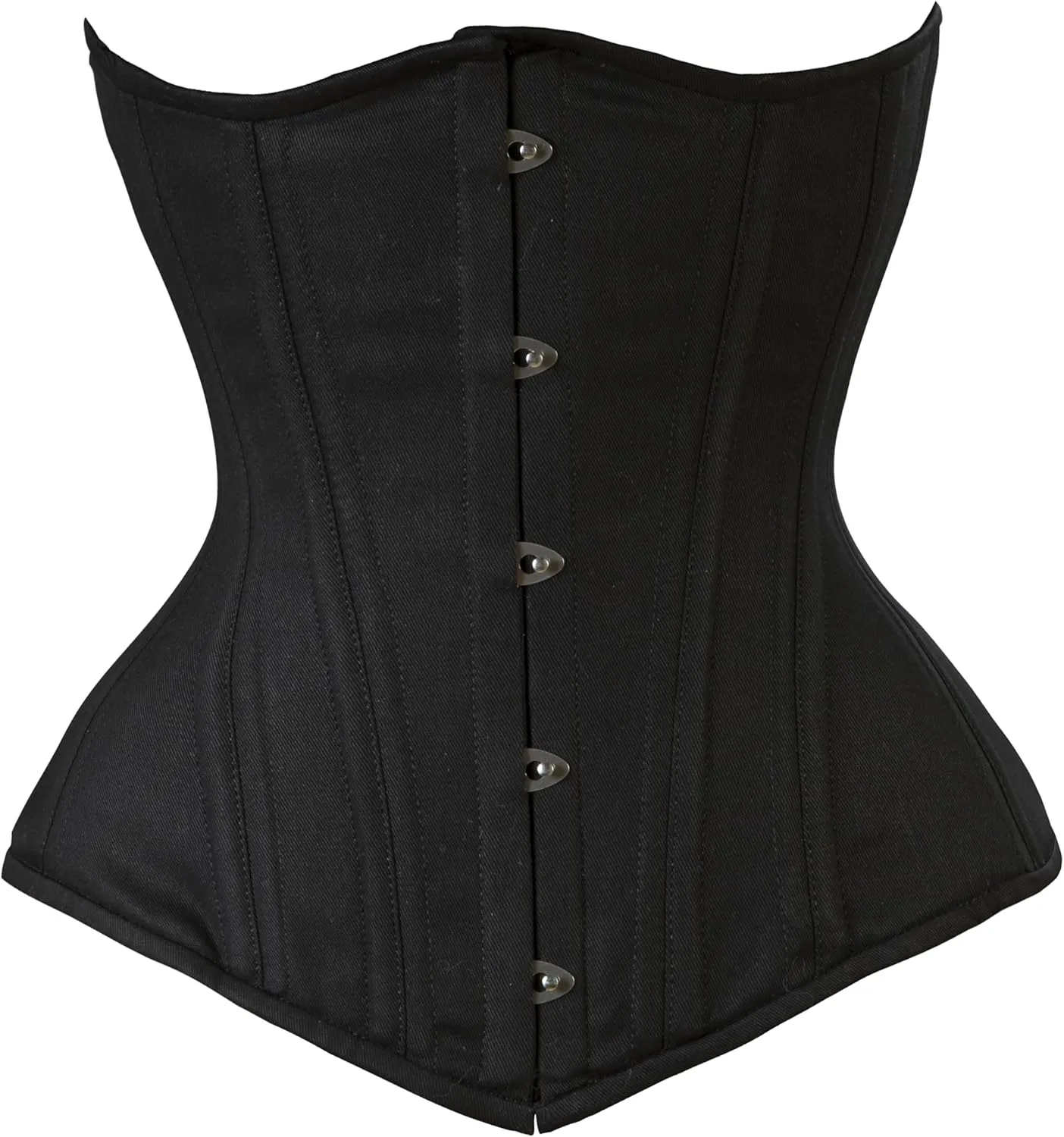 Double Steel Boned Underbust Waist Trainer Corset Shaper Hourglass Women's Black Twill Cotton Corset