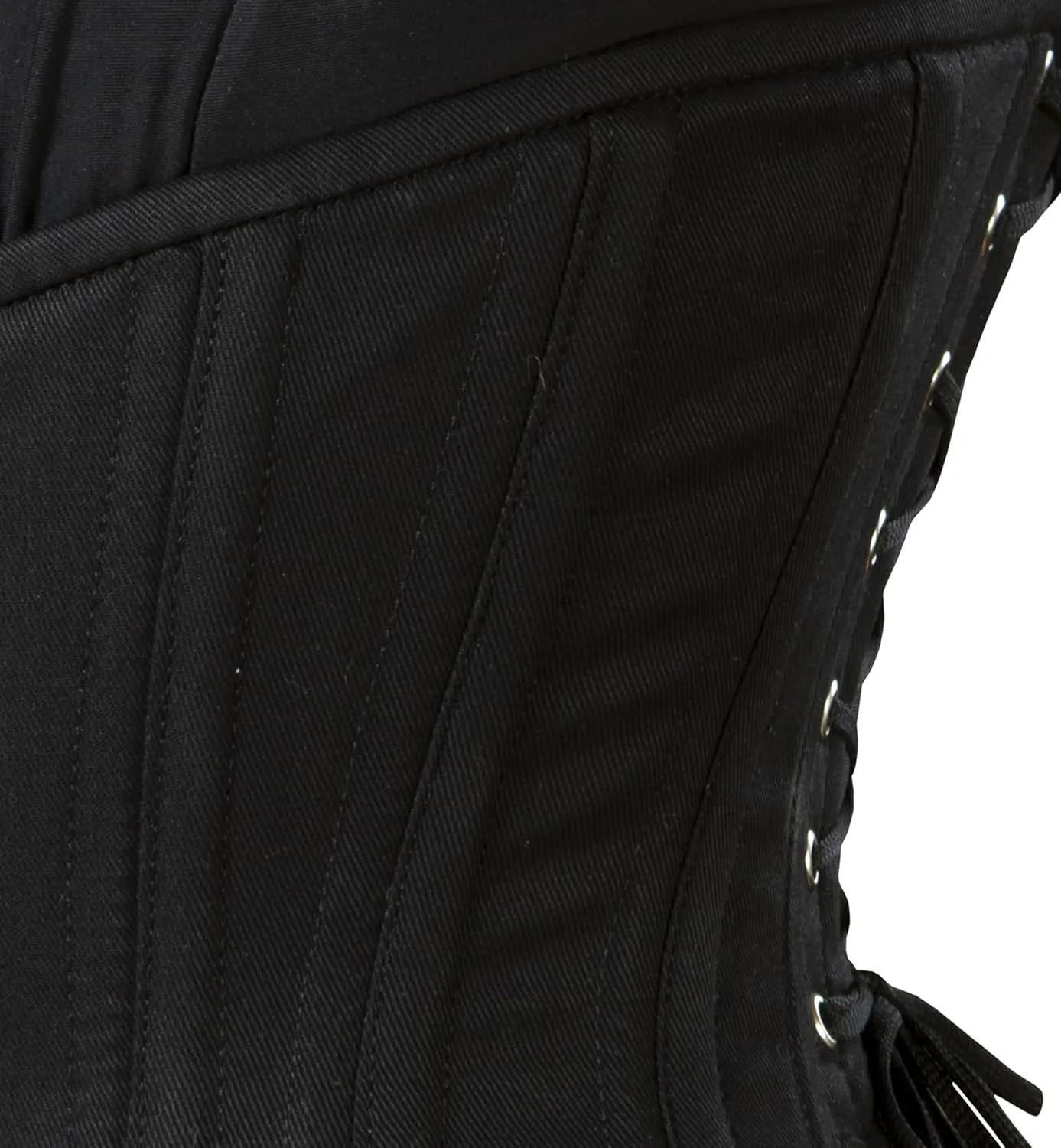 Double Steel Boned Underbust Waist Trainer Corset Shaper Hourglass Women's Black Twill Cotton Corset