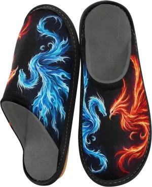 Dragon and Phoenix House Slippers, Non Slip Slippers for Women Men Warm Slippers House Shoes Indoor Outdoor Slippers