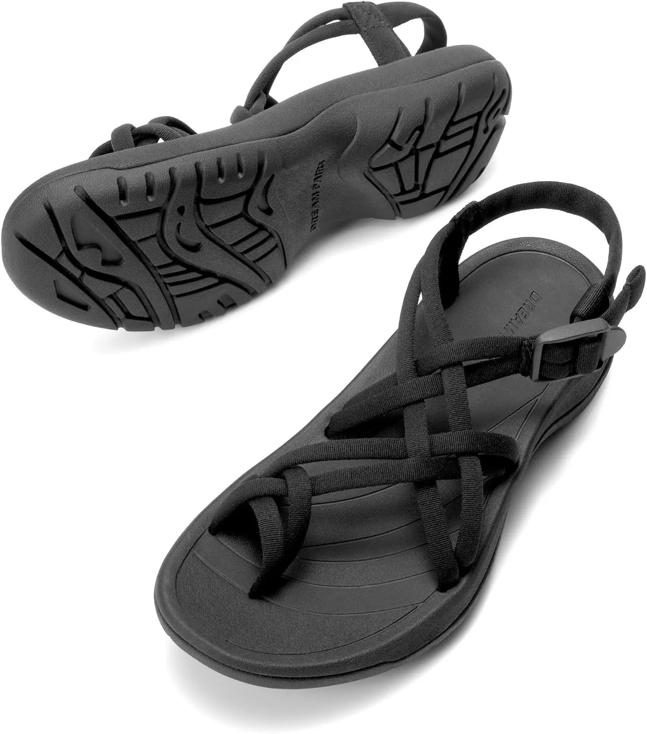 DREAM PAIRS Women's Walking Sandals With Arch Support Elastic Strap Summer Sport Athletic Casual Hiking Outdoor Sandal