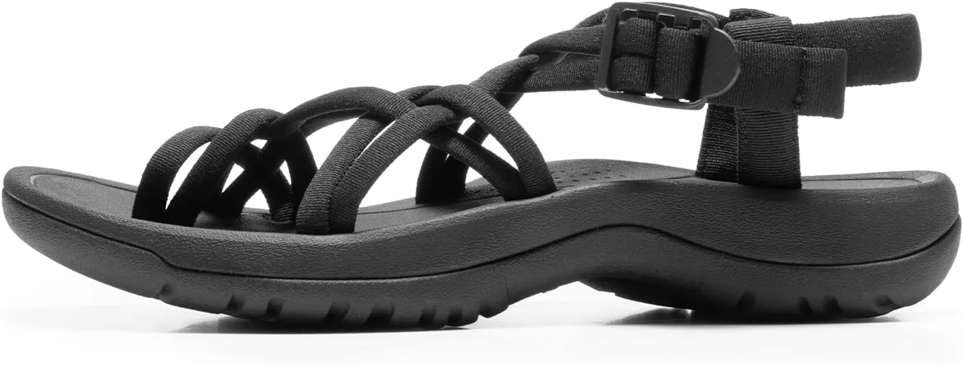DREAM PAIRS Women's Walking Sandals With Arch Support Elastic Strap Summer Sport Athletic Casual Hiking Outdoor Sandal