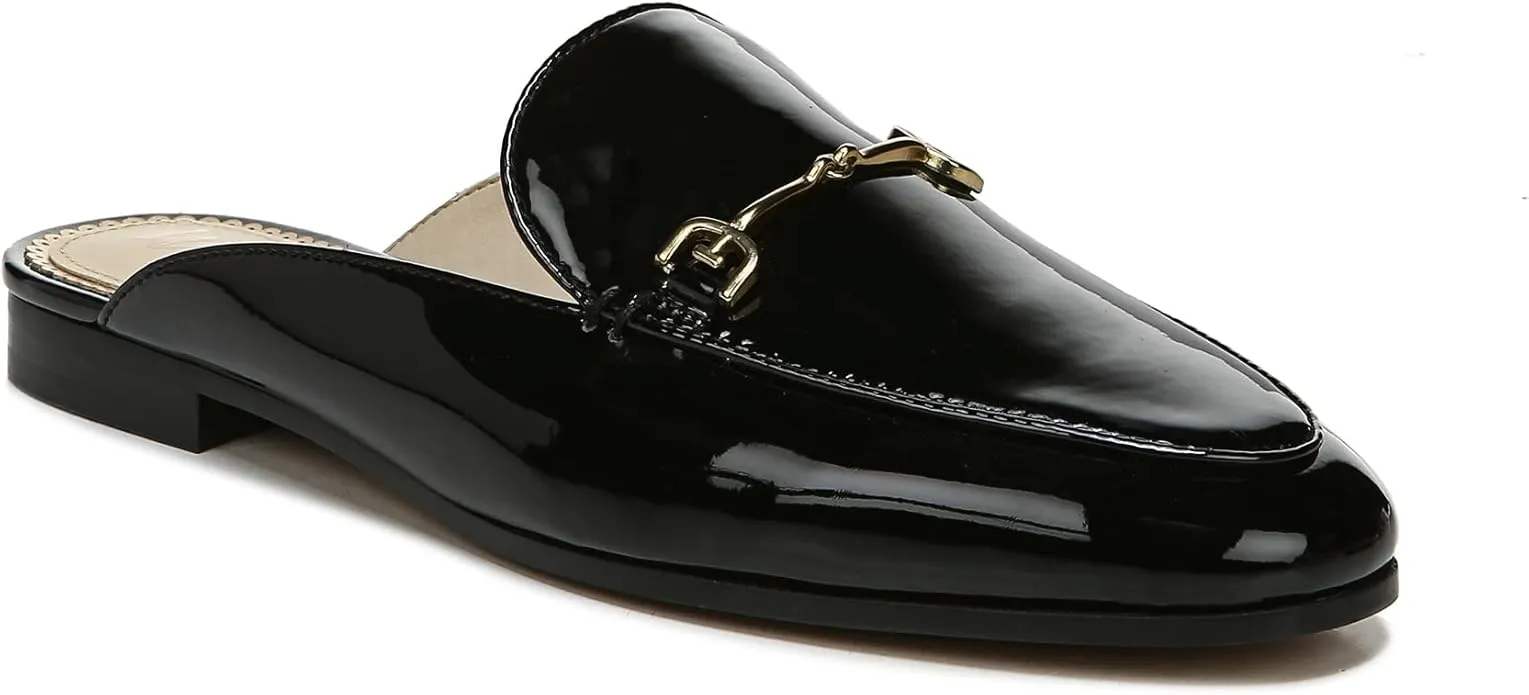 Durable Toe Mules Sam Shoes Edelman Patent Slip Dress Black Worldwide delivery Wide Flat On Round Linnie