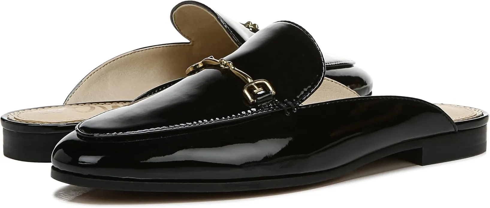 Durable Toe Mules Sam Shoes Edelman Patent Slip Dress Black Worldwide delivery Wide Flat On Round Linnie