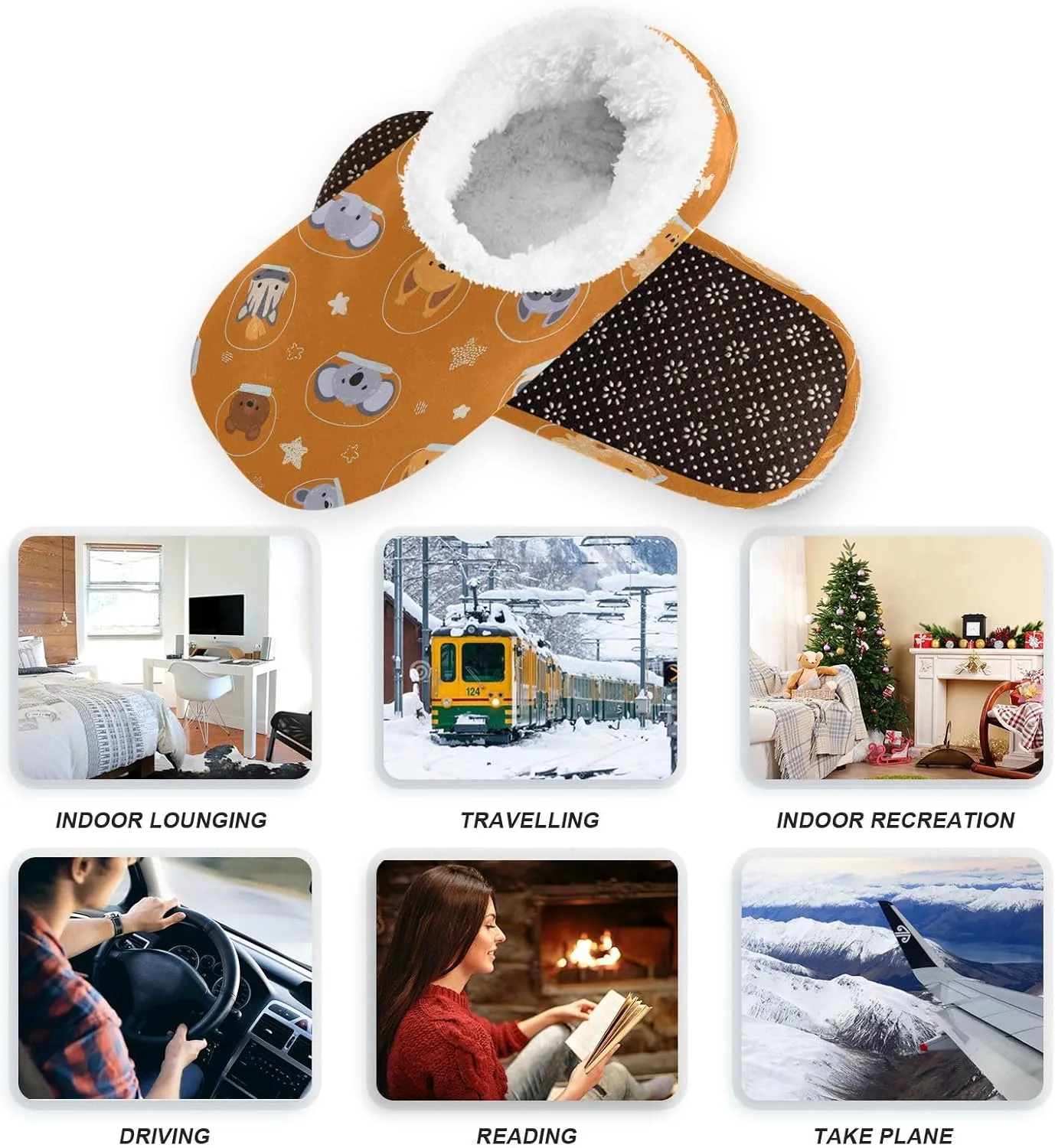 Dussdil Home Winter Slippers Spa Travel House Slipper Soft Memory Foam Slipper Non Slip for Hotel Bedroom Shoes Slippers