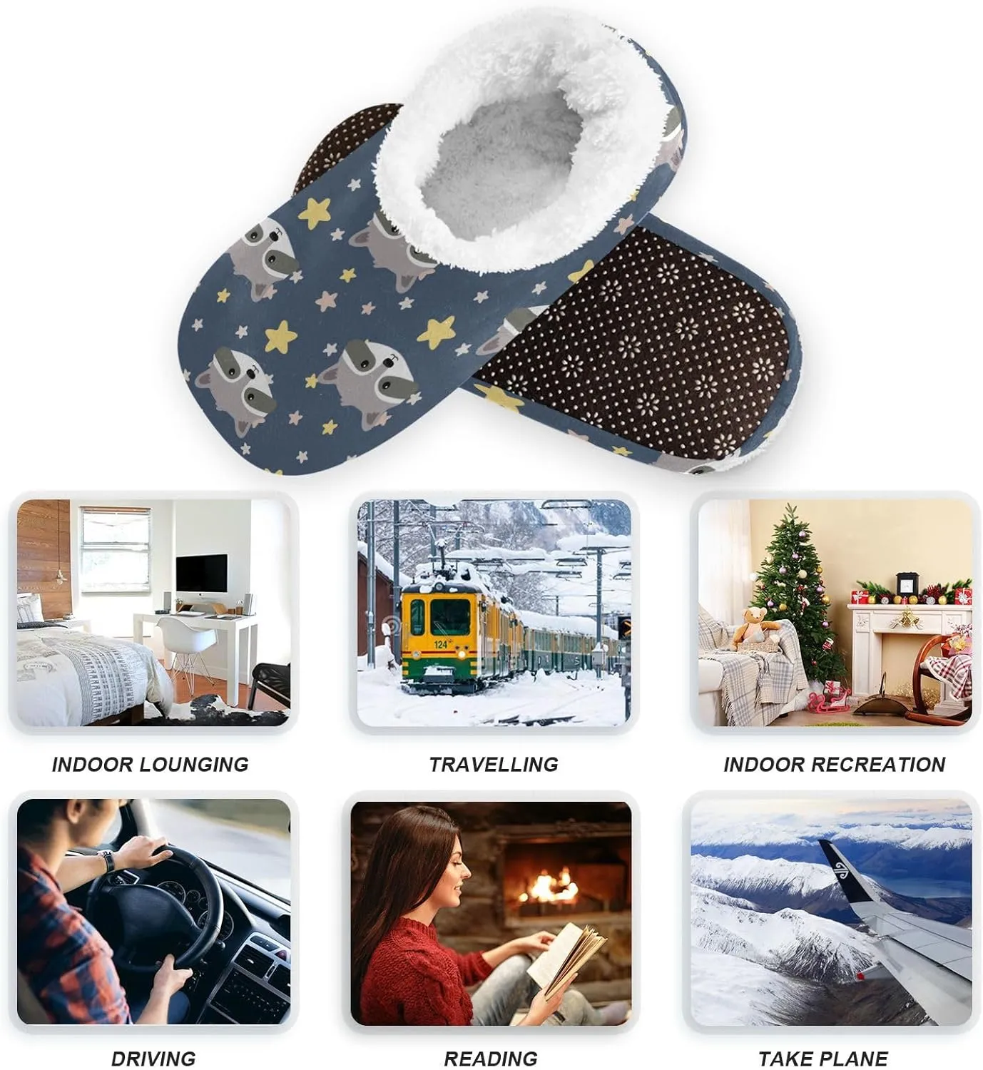 Dussdil Home Winter Slippers Spa Travel House Slipper Soft Memory Foam Slipper Non Slip for Hotel Bedroom Shoes Slippers