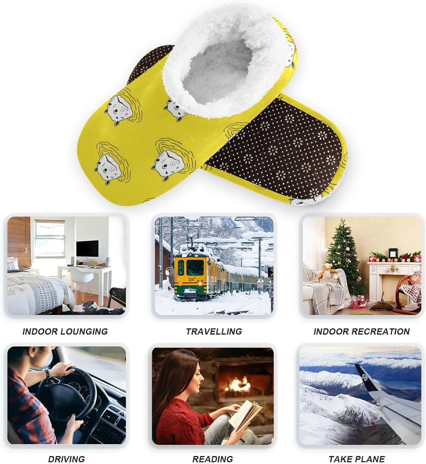 Dussdil Home Winter Slippers Spa Travel House Slipper Soft Memory Foam Slipper Non Slip for Hotel Bedroom Shoes Slippers
