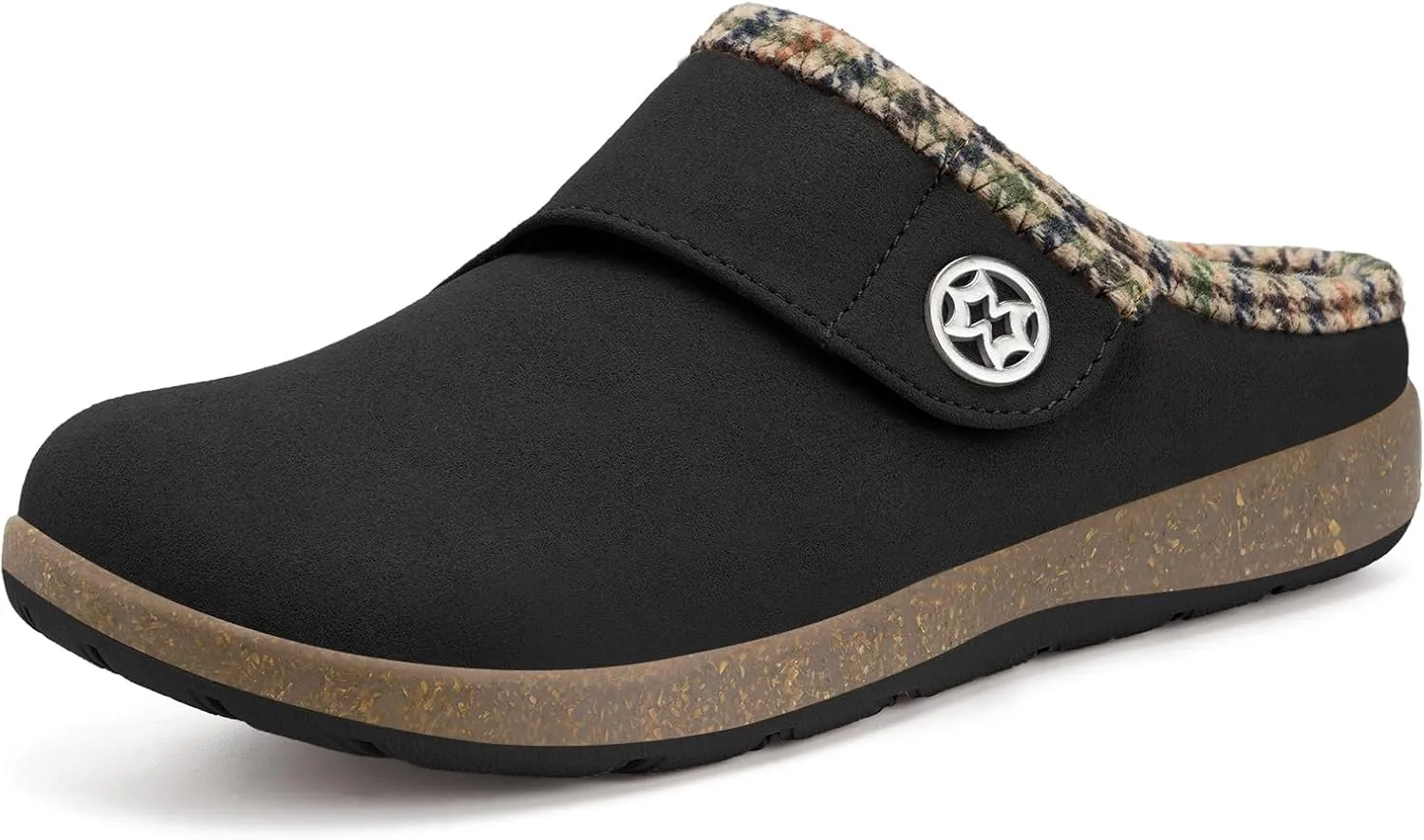 Eagsouni Women's Men's Slippers Suede Fuzzy Slippers with Arch Support Orthotic Winter Warm Fur Lined Slip on House Shoes Indoor Outdoor for Plantar Fasciitis